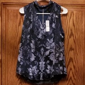 White House black Market Velvet pattern top.